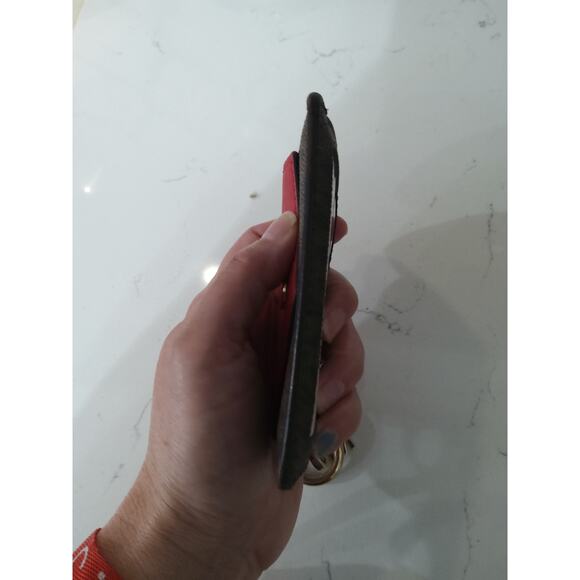 Michael Kors keychain Card Wallet flip snap red brown logo flap closure chic - Picture 6 of 7